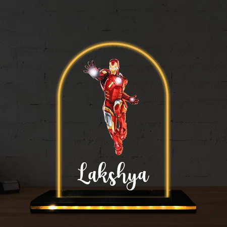 Iron Man Customized Photo Printed Acrylic Table Frame Lamp with LED Base