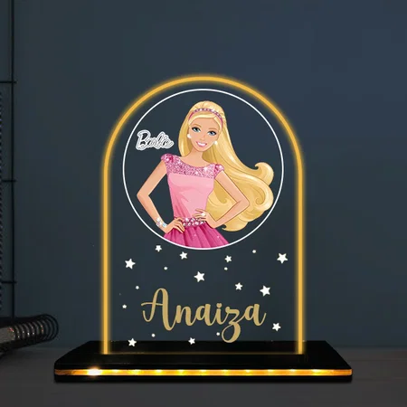 Barbie Customized Photo Printed Acrylic Table Frame Lamp with LED Base