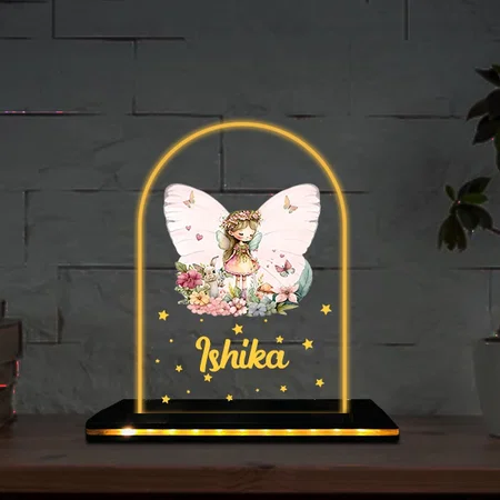 Fairy Customized Photo Printed Acrylic Table Frame Lamp with LED Base