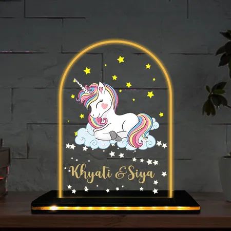 Unicorn Customized Photo Printed Acrylic Table Frame Lamp with LED Base