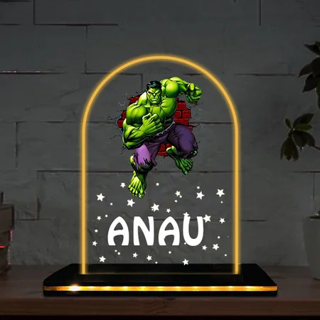 Hulk Customized Photo Printed Acrylic Table Frame Lamp with LED Base