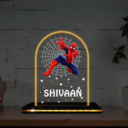 Spiderman Customized Photo Printed Acrylic Table Frame Lamp with LED Base