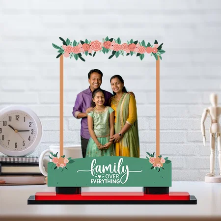 Family Over Everything Customized Miniature Photo Caricature Stand