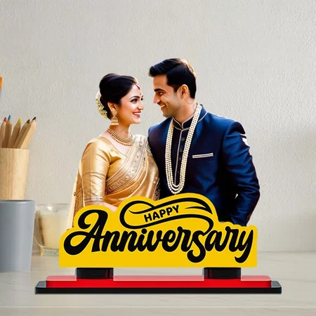 Happy Anniversary Customized Miniature Photo Caricature Stand