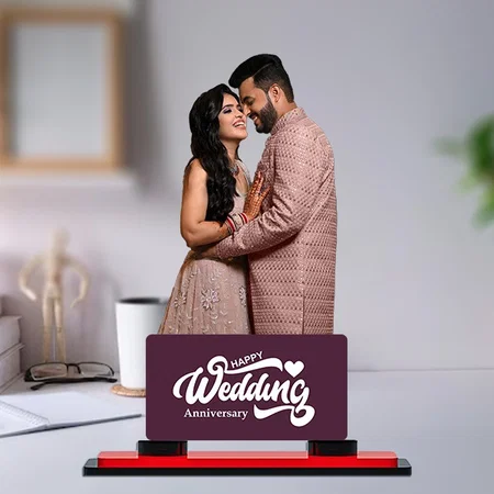 Happy Wedding Anniversary Customized Miniature Photo Caricature Stand