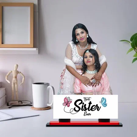 Best Sister Ever Customized Miniature Photo Caricature Stand