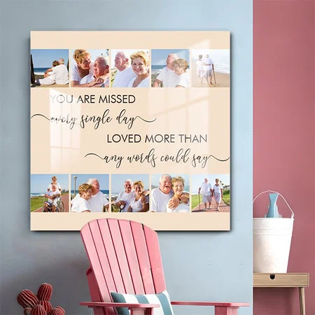 Remembrance Customized Taupe Color Photo Printed Square Acrylic Photo Frame