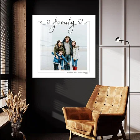 Love Family Personalized Photo and Text Typography Customized Printed Square Acrylic Photo Frame