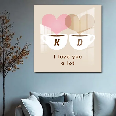 I Love You A Latte Custom Monogram Initials Coffee Customized Printed Square Acrylic Photo Frame