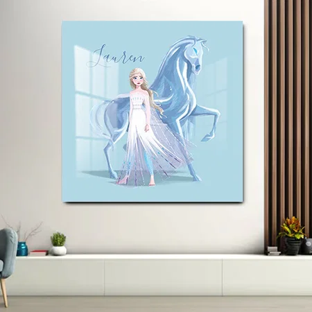 Blue Themed Customized Animated Horse Photo Printed Square Acrylic Photo Frame