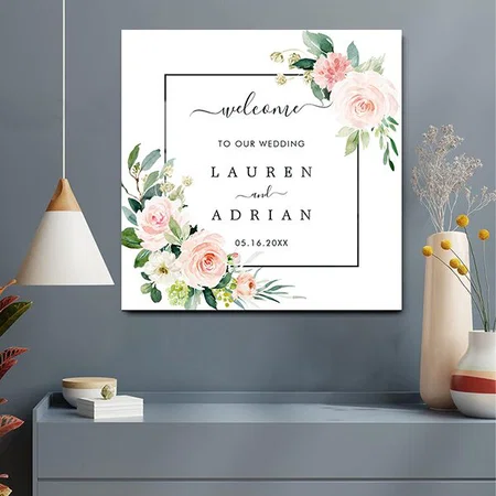 Blush Pink Customized Printed Square Acrylic Photo Frame