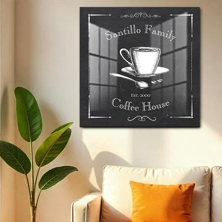 Rustic Black &amp; White Coffee House Themed Customized Printed Square Acrylic Photo Frame