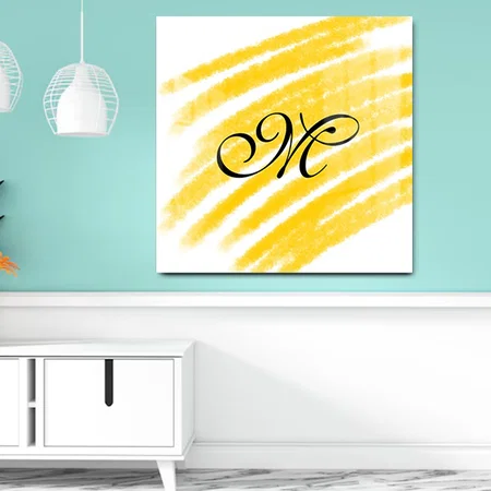 Yellow Watercolor Monogram Customized Printed Square Acrylic Photo Frame