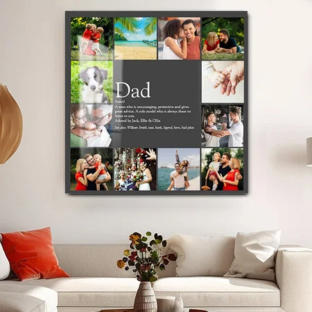 Dad Daddy Father Definition 12 Photo Gray Customized Printed Square Acrylic Photo Frame