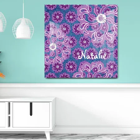 Denim Colored Flower Customized Printed Square Acrylic Photo Frame