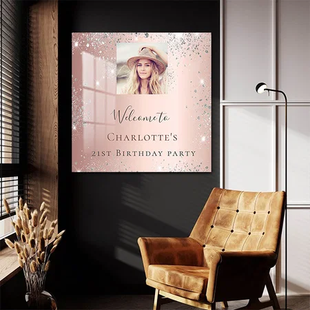 Rose Gold Customized Printed Square Acrylic Photo Frame