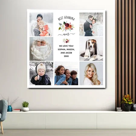 Best Grandma Ever | Burgundy Boho Floral Customized Printed Square Acrylic Photo Frame