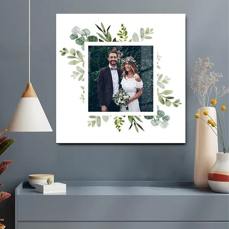 Eucalyptus Green Foliage Wedding Customized Printed Square Acrylic Photo Frame