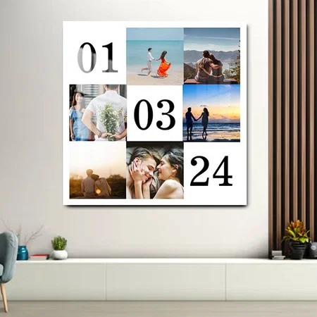 Anniversary Square Photo Collage Customized Printed Square Acrylic Photo Frame