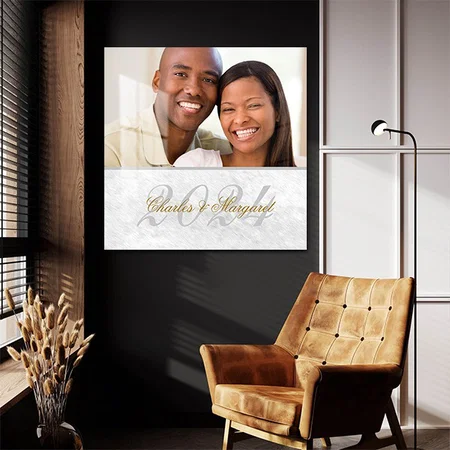 White Marble Look Anniversary Name Customized Printed Square Acrylic Photo Frame