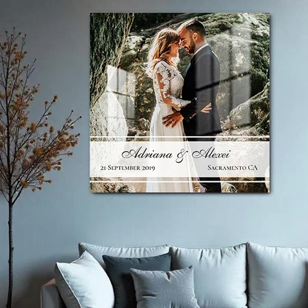 Simple Wedding Anniversary Photo Modern Typography Customized Printed Square Acrylic Photo Frame