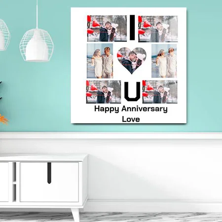 Custom Anniversary I Love you 7 Photo collage Customized Printed Square Acrylic Photo Frame