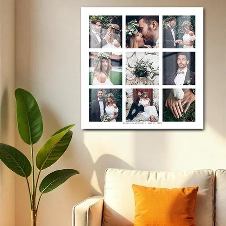 9 Photo Wedding Collage  Customized Printed Square Acrylic Photo Frame
