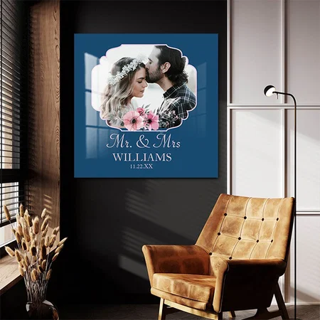 Just Married Photo Portrait Marriage Anniversary Customized Printed Square Acrylic Photo Frame
