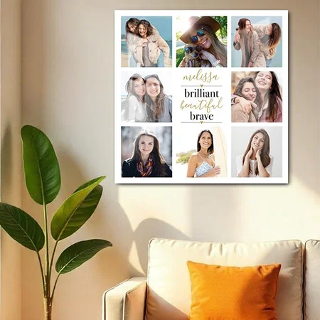 8 Photo Collage Brilliant Beautiful Brave Customized Printed Square Acrylic Photo Frame
