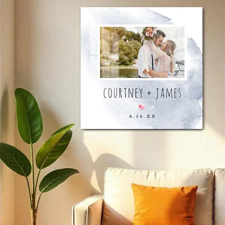 Modern Watercolor Wash Photo Wedding Personalized Customized Printed Square Acrylic Photo Frame