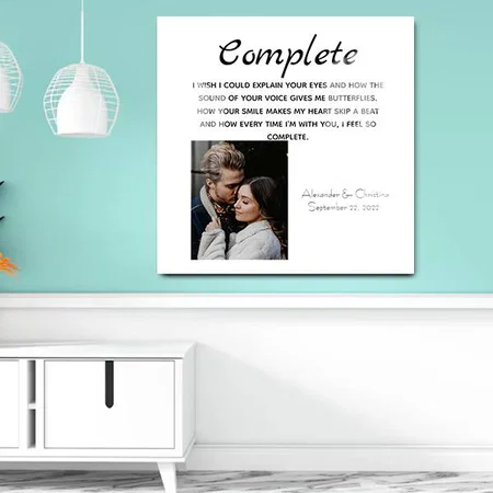 Complete Modern Couple Love Quote Customized Printed Square Acrylic Photo Frame