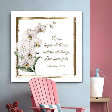 1 Corinthians Love Never Fails Orchids Customized Printed Square Acrylic Photo Frame