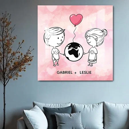 Love Knows No Distance Customized Printed Square Acrylic Photo Frame
