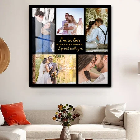 Black And Gold Love Quote 5 Photo Collage Customized Printed Square Acrylic Photo Frame