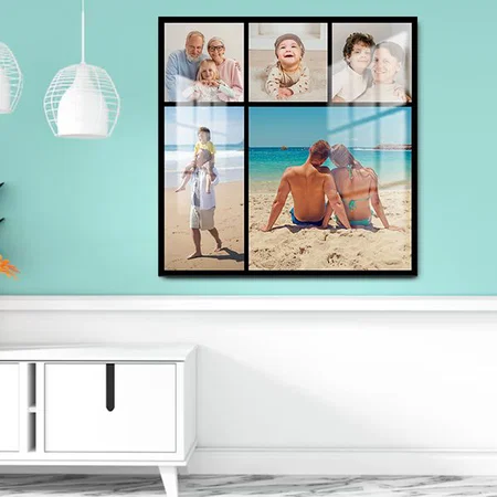 5 Photo Collage Customized Printed Square Acrylic Photo Frame