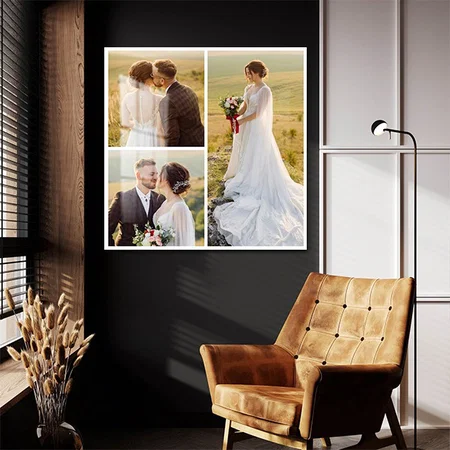 3 Photo Collage Customized Printed Square Acrylic Photo Frame
