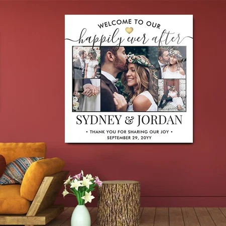 Happily Ever After Photo Collage Customized Printed Square Acrylic Photo Frame