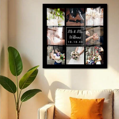 Wedding Day Photo Collage Customized Printed Square Acrylic Photo Frame