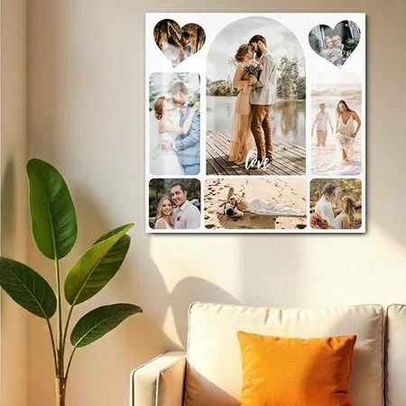 Eight Photo Collage Couple Wedding Entrance Sign Customized Printed Square Acrylic Photo Frame
