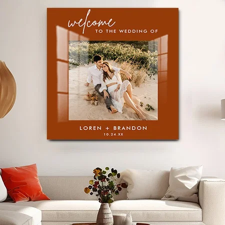Welcome To the Wedding Square Customized Printed Square Acrylic Photo Frame