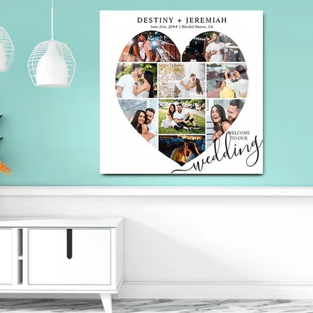 Welcome Heart Shaped 9 Photo Collage Customized Printed Square Acrylic Photo Frame