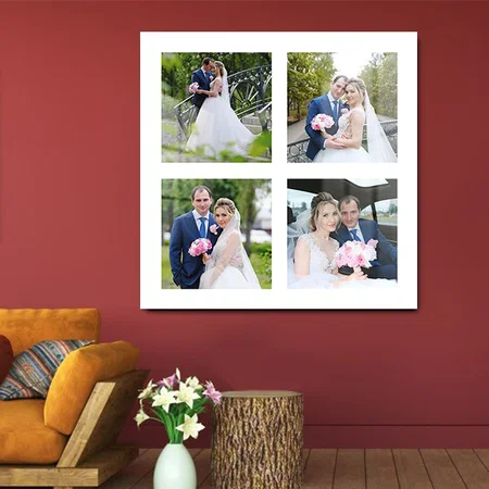 Four Square Wedding Photo Collage Customized Printed Square Acrylic Photo Frame