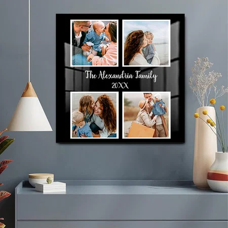 Personalized family 4 photo collage Customized Printed Square Acrylic Photo Frame