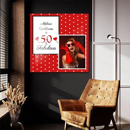 50 and Fabulous Name SM Photo 50th Birthday Customized Printed Square Acrylic Photo Frame