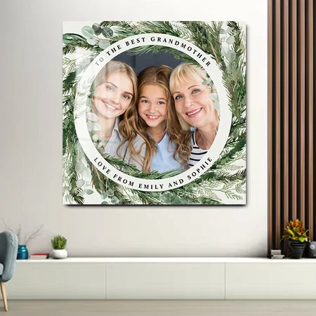 Watercolor wreath botanical elegant photo gift Customized Printed Square Acrylic Photo Frame