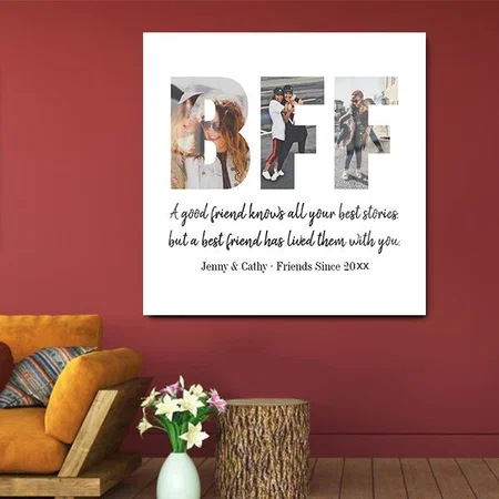 Modern BFF Photo Collage Best Friend Forever Quote Customized Printed Square Acrylic Photo Frame