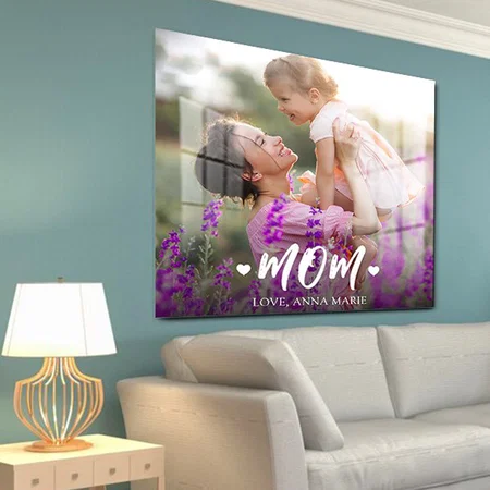 Simple Modern Photo Mom Heart Minimalist Design Customized Printed Square Acrylic Photo Frame
