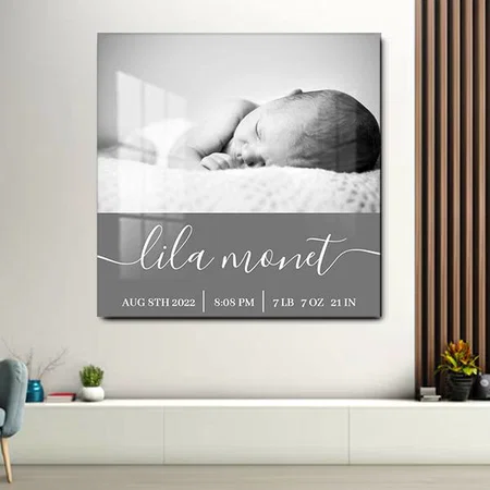 Newborn Birth Stats Customized Printed Square Acrylic Photo Frame