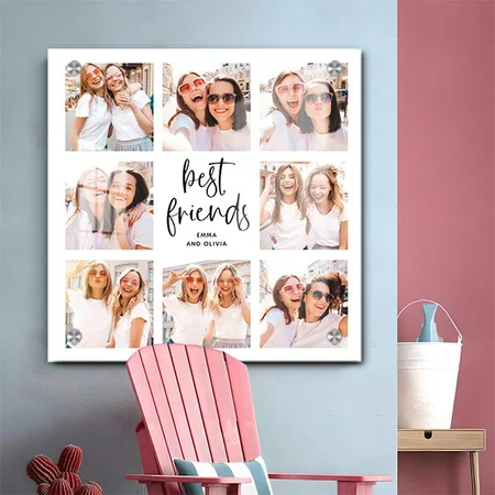 Trendy Black and White Script | Best Friends Customized Printed Square Acrylic Photo Frame