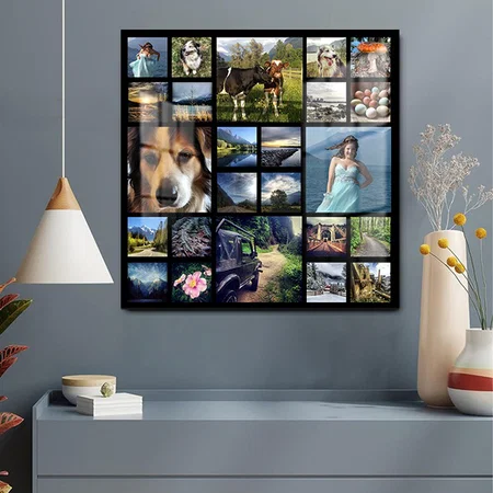 Square Photo Collage Grid with Your Pictures Customized Printed Square Acrylic Photo Frame